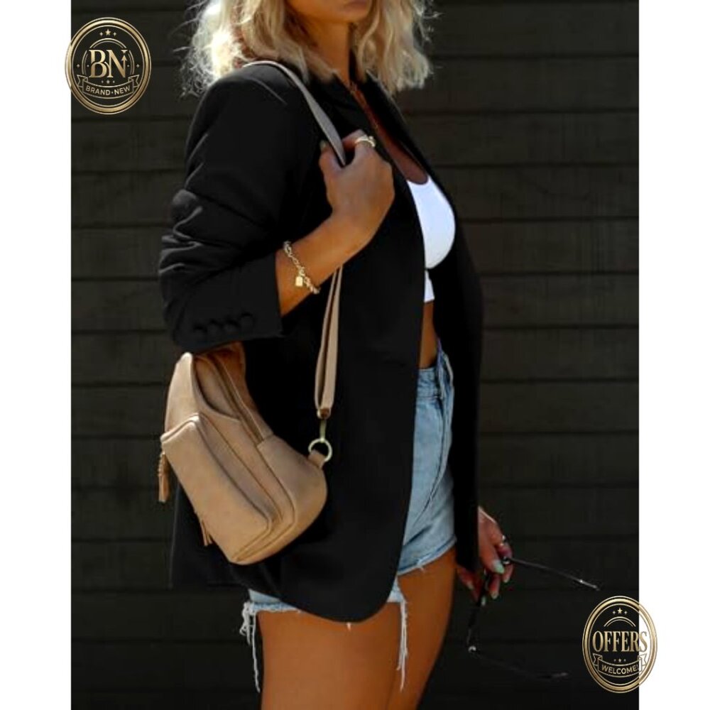 Polyester Blazer With Button Front, Padded Should… - image 5